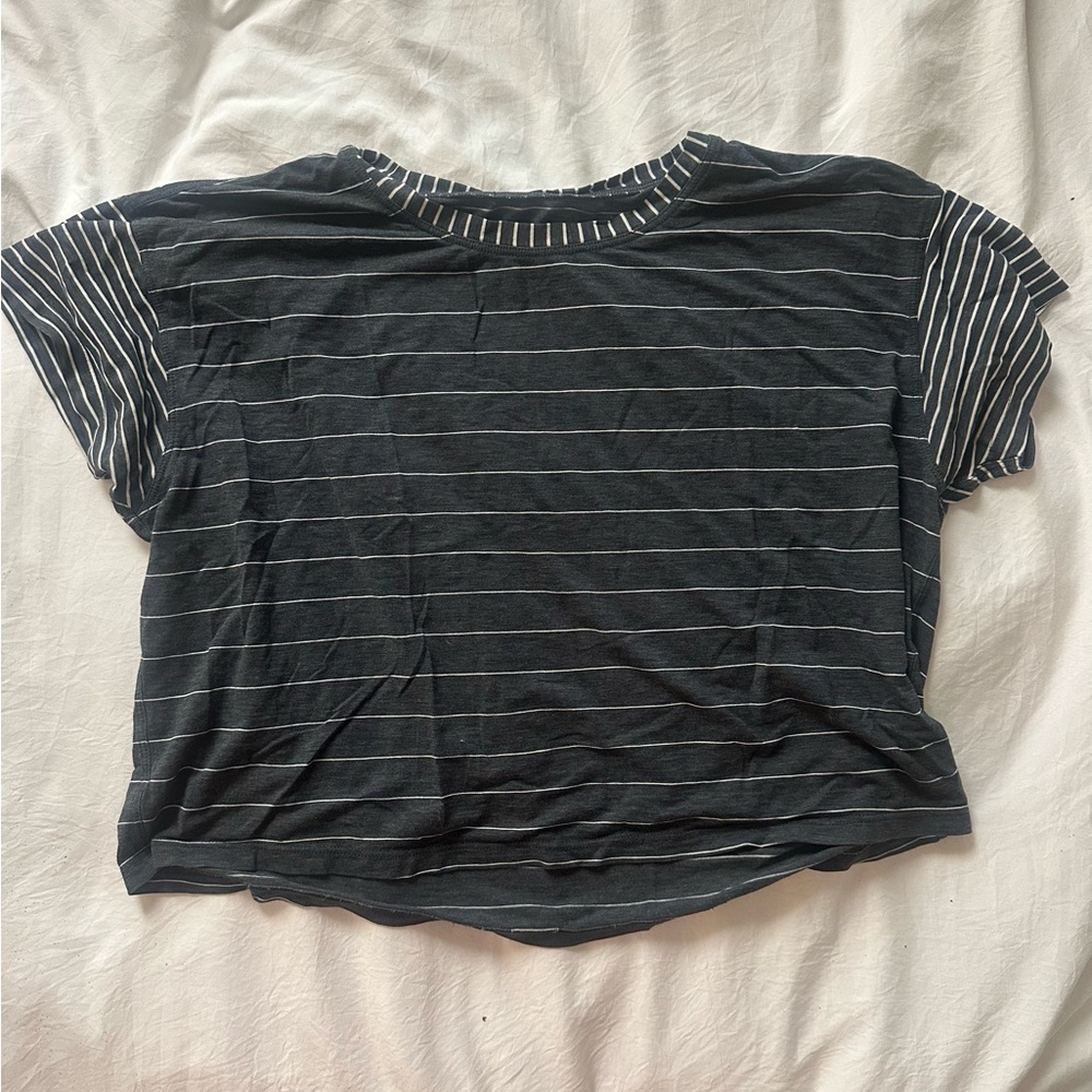 lululemon athletica Black and White Striped Crop Top